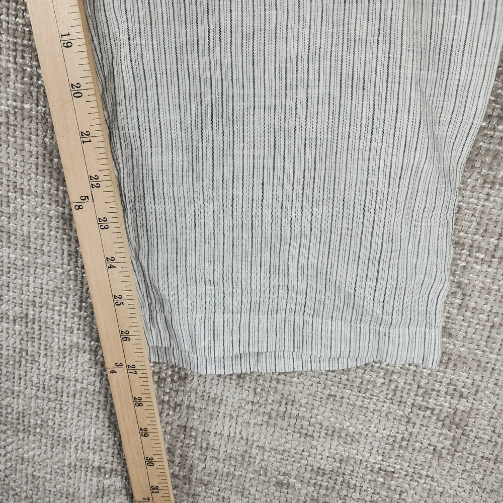 Eileen Fisher Linen Pants Womens *1X Black White Striped Wide Leg Cropped 36x27 - Picture 7 of 13